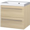 Mereo Bino kúpeľňová skrinka s umývadlom z liateho mramoru 61 cm, dub Sand Barbera CN630M