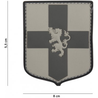 Gumová nášivka 101 Inc znak Dutch Shield - sivá