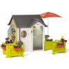 Domček s predzáhradkou s kvetináčmi Garden House Life Smoby výnimočne rozšíriteľný od 24 mes