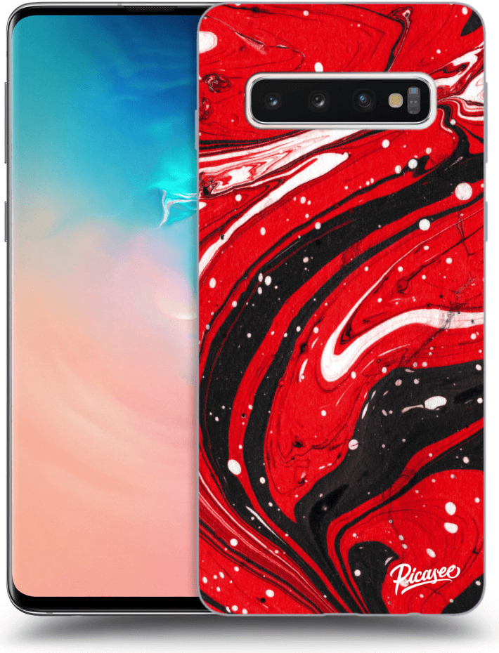 Púzdro Picasee silikónové Samsung Galaxy S10 G973 - Red black čierne