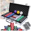PREMIUM POKEROVÁ SÚPRAVA 300 ŽETÓNOV, 2 BALÍČKY KARIET, KOCKY + KUFOR