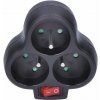 Solight rozbočovač, 3 x 10A, čierny, vypínač P99B