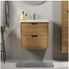 BATH DELUXE | Kúpeľňová skrinka s umývadlom GRIBSKOV 60 cm béžová/dub/biela | BT0199+BT0220