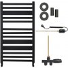 CERANO - Kúpeľňový radiátorový set Enrico - kombinované vykurovanie, termo tyč - bočné jednobodové pripojenie - 467W - čierna matná - 970x500 mm CER-663790