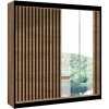 | Šatníková skriňa so zrkadlom SANTINO 203x215 cm dub craft/čierna | MT0113