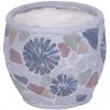 Dekorácia MagicHome, Kvetináč s mozaikou, svetlý, sivý, keramika, 22x22x19 cm