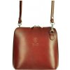 Diva Kožená malá dámska crossbody kabelka hnedá