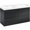 Laufen Ardo Skříňka s dvojumyvadlem 120 cm, černá mat, madlo chrom ARDO120CMCR 1 set