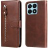 Peňaženkové kožené puzdro Calf Texture Zipper na Honor X8a - Hnedá