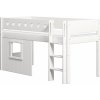 Flexa Zvýšená postel Flexa - White s rovným žebříkem a s čely zahradního domku (bílá) uni