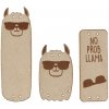 Lama kožené štítky sada 3 kusy krémová