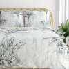 Takoy Obliečky 140x200 cm, 2-dielna súprava, bavlnený satén, bielo-oceľová farba, zdobené rastlinným motívom SPRING 104-HF-484792 | 140 x 200 cm