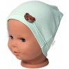 Baby Nellys Rebrovaná čiapka Macko - mätová, 68/74 (6-9m)