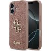 Guess PU Fixed Glitter 4G Metal Logo Zadný Kryt pre iPhone 17 Pink