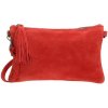 semišová listová kabelka s príveskom Ginger červená