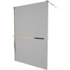 MEXEN/S - KIOTO Sprchová zástena WALK-IN s poličkou a držiakom uterákov 120 x 200, grafit 8 mm, ružové zlato 800-120-121-60-40