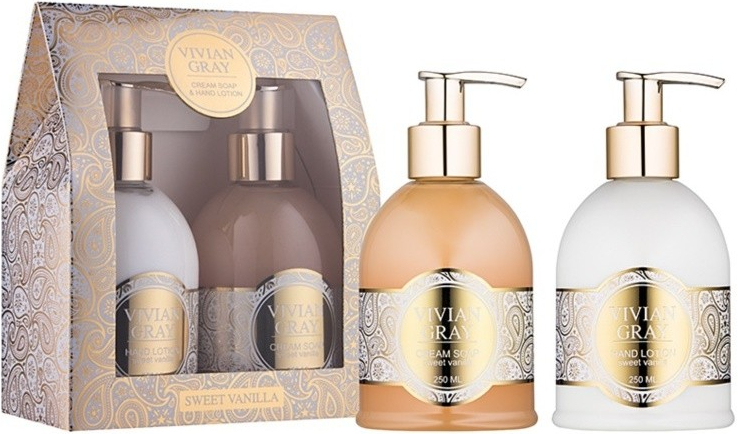 Vivian Gray Romance Sweet Vanilla tekuté mydlo 250 ml + mlieko na ruky 250 ml darčeková sada