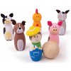 Bigjigs Toys Dřevěné kuželky farma