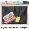 Detská drevená tabuľa na písanie + 12 farebných kried