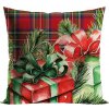MARKI Vianočná obliečka na vankúš Darčeky 40x40 cm červený
