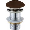 Mexen uzatvárateľná guľatá umývadlová odtoková zátka typu ClickClack, bez prepadu, hnedá matná keramická, 79910-68