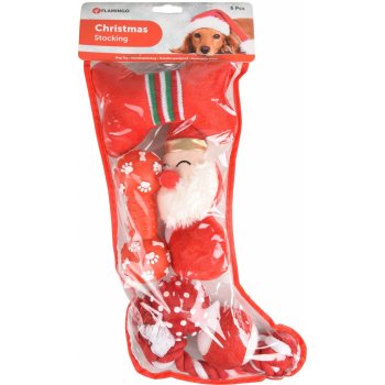 Flamingo Vianočná ponožka s hračkami pre psov set