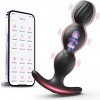 SuperLove Anal Beads Vibrating Butt Plug with App Black