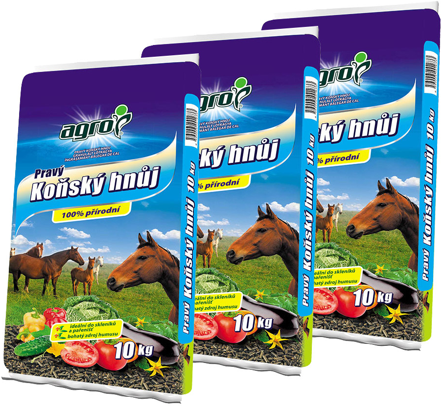 AGRO Konský hnoj 3 x 10 kg