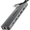 USB Hub Axagon HMC-7HX2, USB 5Gbps, 2x USB-A, USB-C, 2x HDMI 4k/60Hz, RJ-45 GLAN, PD 100W, kabel USB-C 15cm (HMC-7HX2) sivý
