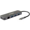 USB Hub D-Link 5v1 z USB-C na Gigabit Ethernet a funkciou Power Delivery (DUB-2334) sivý