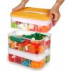 Úložný box na LEGO hračky, 3-poschodový, s priehradkami, priehľadný