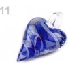 Sklenený prívesok srdce 30x45 mm - 1 ks - modrá kobaltová - 11 modrá kobaltová