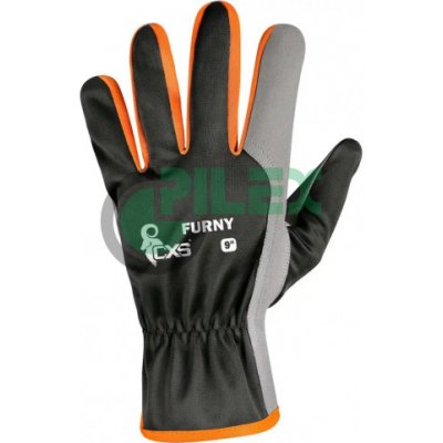 CANIS Kombinované rukavice CXS FURNY s blistrom, Varianta čierno-oranžová, Veľkosť rukavíc 10"