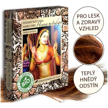 Indian Natural Hair Care Henna & Indigo hnedá farba na vlasy 200 g