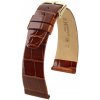 Kožený remienok Hirsch Prestige L 02207070-1, hnedý, aligátora koža, dĺžka L, Quick Release 19 mm