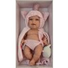 Miminko holčička Andrea v růžové dečce s oušky a korunkou od firmy Berjuan (Andrea Baby Gatito)