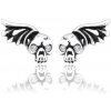 Sam's Artisans Náušnice Crystal Wing Skull chirurgická oceľ INM064 +Darčeková krabička zdarma +Silikónová ochranná zarážka zdarma