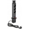 Zásuvková veža výsuvná úzka GTV AE-BPW3U60 / 3x 230 V + 2x USB / čierna