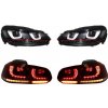 KITT Headlights and Taillights Full LED suitable for VW Golf 6 VI (2008-2013) R20 U Design Dynamic Sequential Turning Light LHD