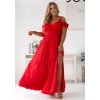 Whit You Dlhé spoločenské šaty VALENTINA s odhalenými ramenami 0011171 Farba: Červená, Veľkosť: 48