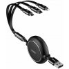 Baseus CAMLT-JH01 Golden Loop navíjací USB 3v1 - micro USB / Lightning / USB-C 3,5A, 35cm - 120cm, čierny