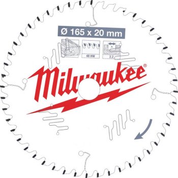 Milwaukee pílový kotúč na drevo 165 x 20 x 2.2 mm 48z ATB