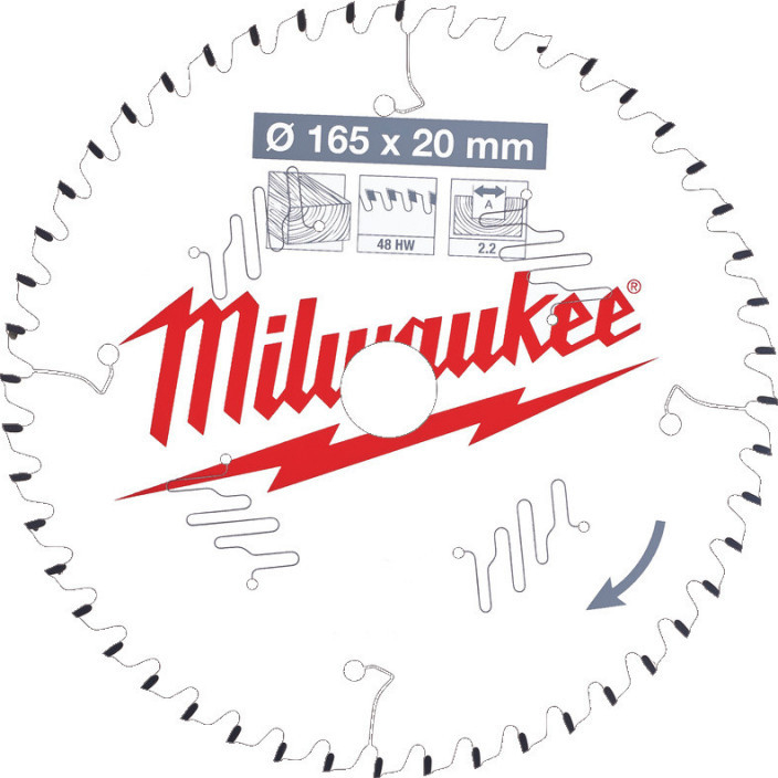 Milwaukee pílový kotúč na drevo 165 x 20 x 2.2 mm 48z ATB