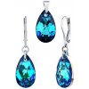 Silvego Strieborná súprava Kvapka 16mm so Swarovski® Crystals Bermuda Blue LSW172S