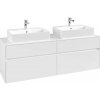 VILLEROY & BOCH Collaro závesná skrinka pod dve umývadlá na dosku, 4 zásuvky, 1600 x 500 x 548 mm, Glossy White, C13700DH