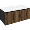SAPHO - LOREA skrinka s umývadlom 101x46x51,5cm (30+70 cm), pravá, dub collingwood/čierna matná LE070-1935-R-03