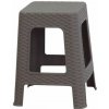 MEGA PLAST Taburetka II záhradná polyratan, mocca 45 × 35,5 × 35,5cm