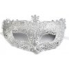 Karnevalová maska - škraboška s glitrami - strieborná