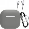 AppleKing silikónové puzdro s karabínou a šnúrkou pre AirPods 4 - sivé - možnosť vrátiť tovar ZADARMO do 30tich dní