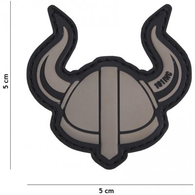 Gumová nášivka 101 Inc Viking Helmet - sivá